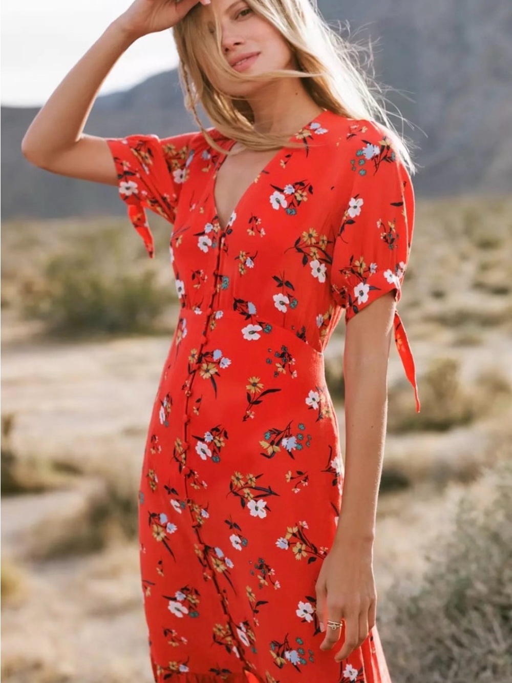 Anthropologie Maeve Red Floral Dress